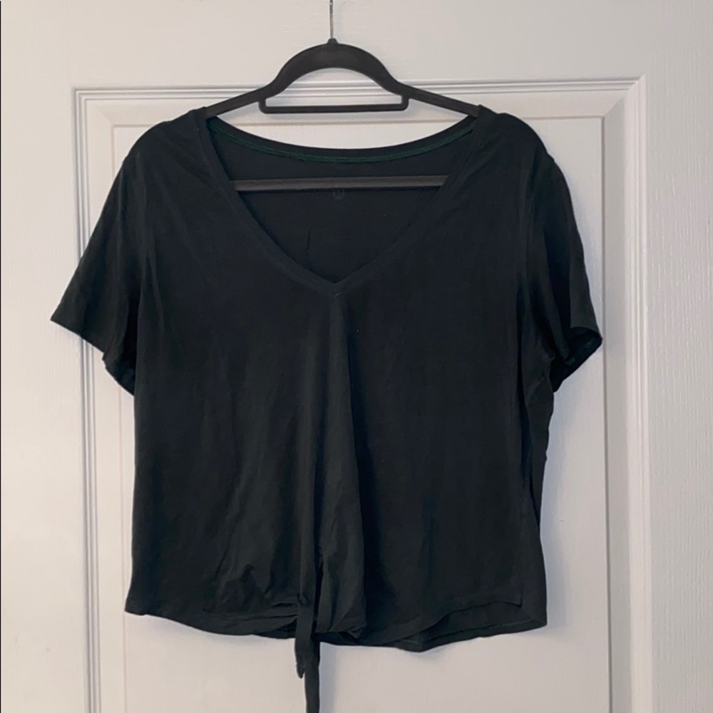 Lululemon Dark Green V-neck tie front tshirt